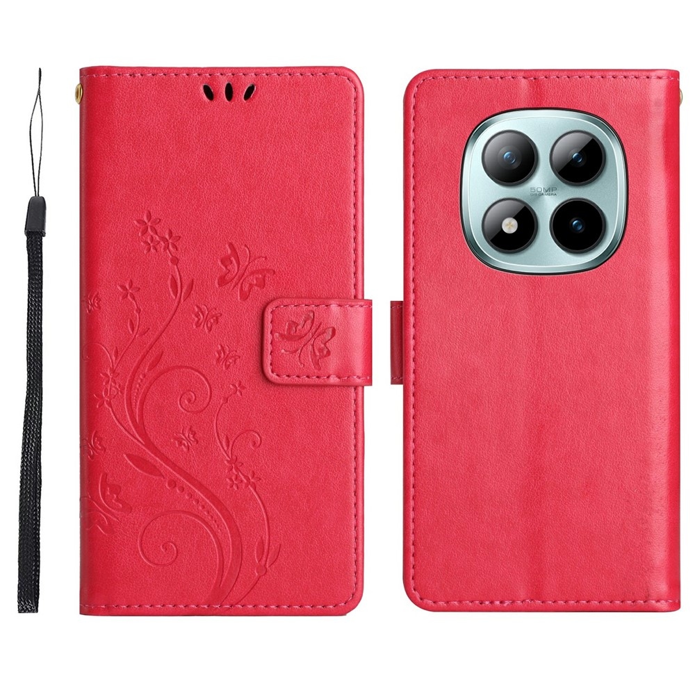 Flowers knížkové pouzdro na Xiaomi Redmi Note 15 Pro 4G - červené