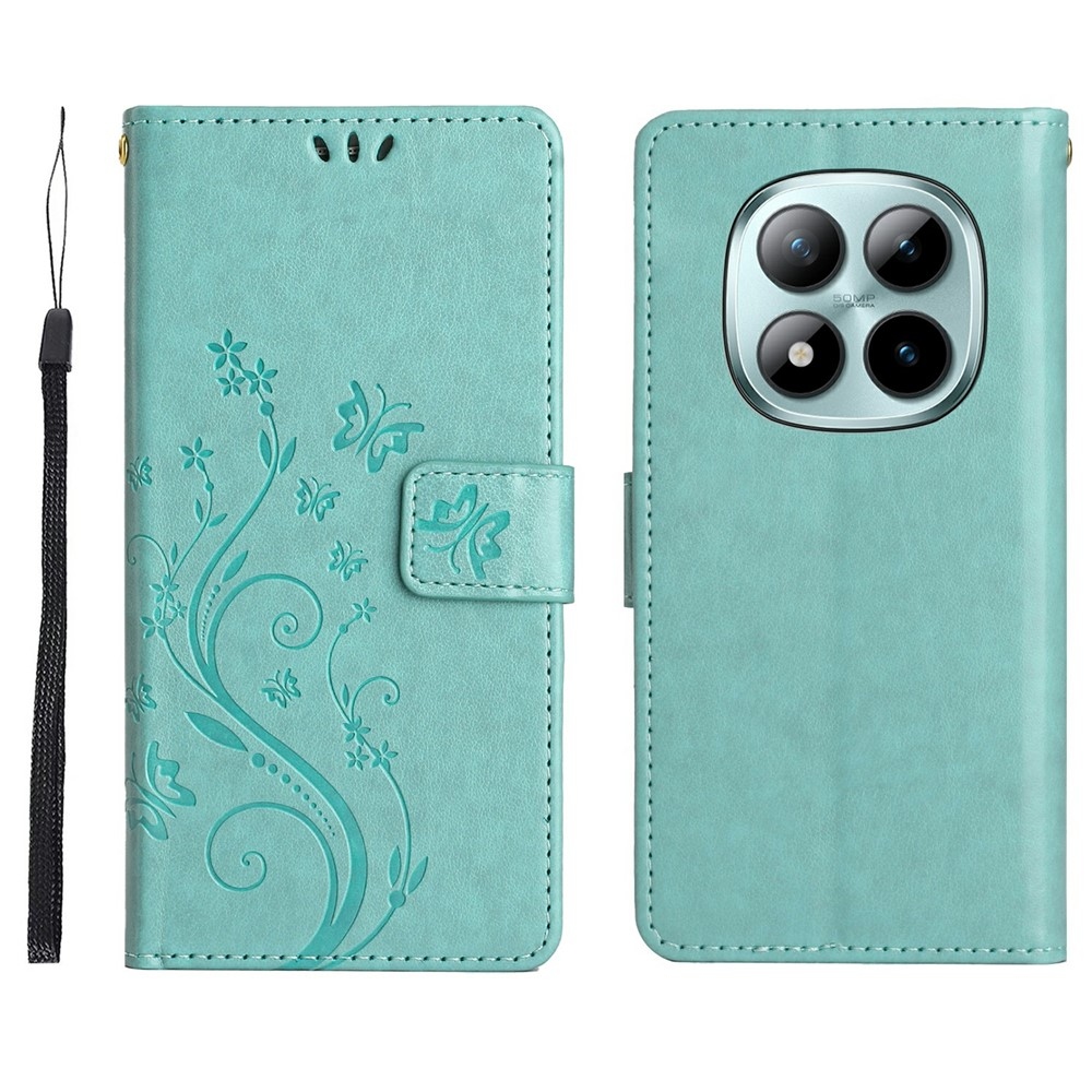 Flowers knížkové pouzdro na Xiaomi Redmi Note 15 Pro 4G - modrozelené