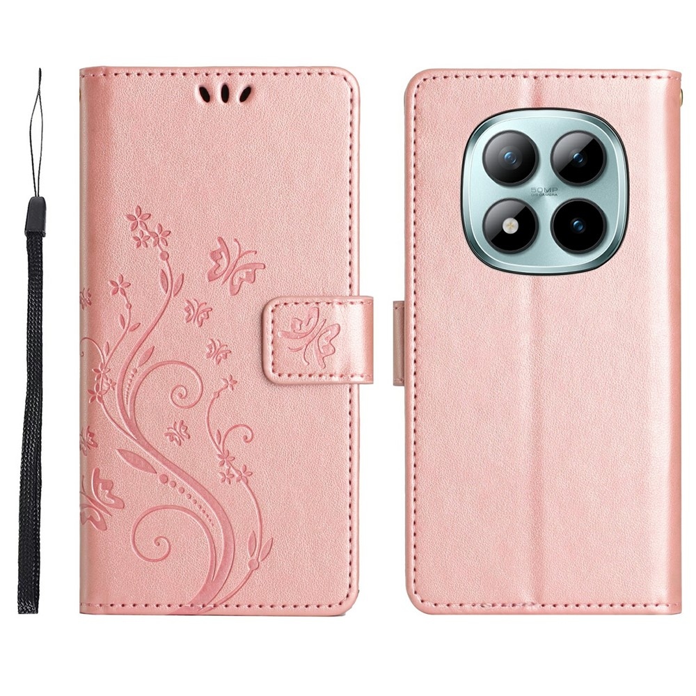 Flowers knížkové pouzdro na Xiaomi Redmi Note 15 Pro 4G - růžovozlaté