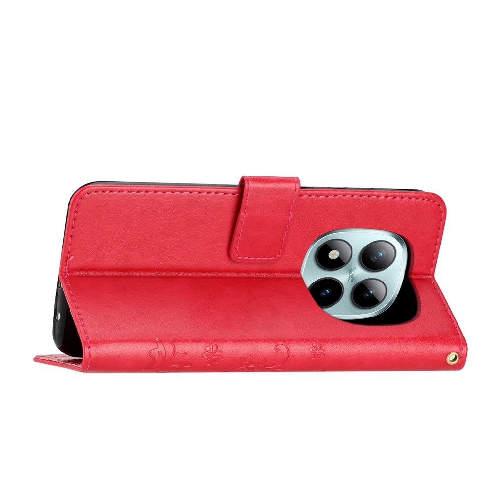 Flowers knížkové pouzdro na Xiaomi Redmi Note 15 Pro+ 5G - červené