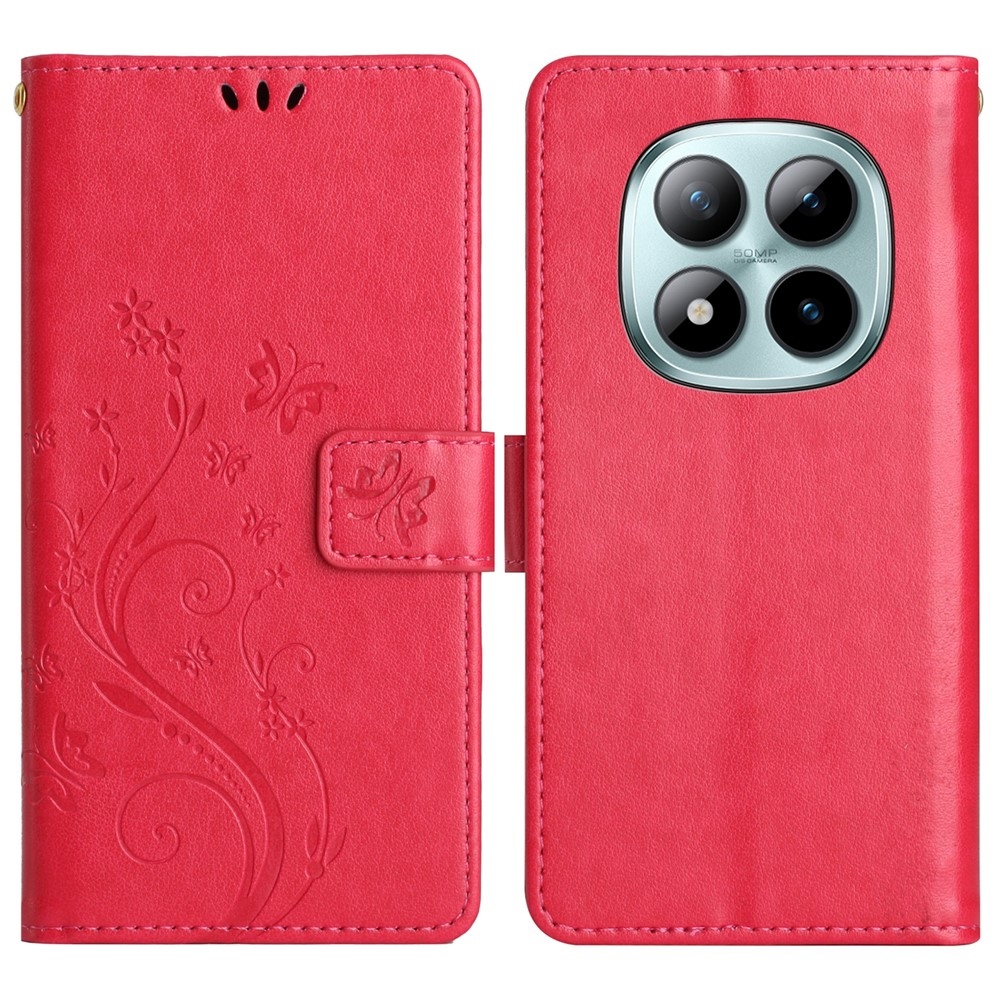 Flowers knížkové pouzdro na Xiaomi Redmi Note 15 Pro+ 5G - červené