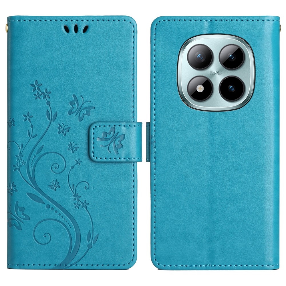 Flowers knížkové pouzdro na Xiaomi Redmi Note 15 Pro+ 5G - modré