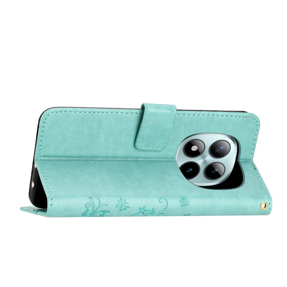 Flowers knížkové pouzdro na Xiaomi Redmi Note 15 Pro+ 5G - modrozelené