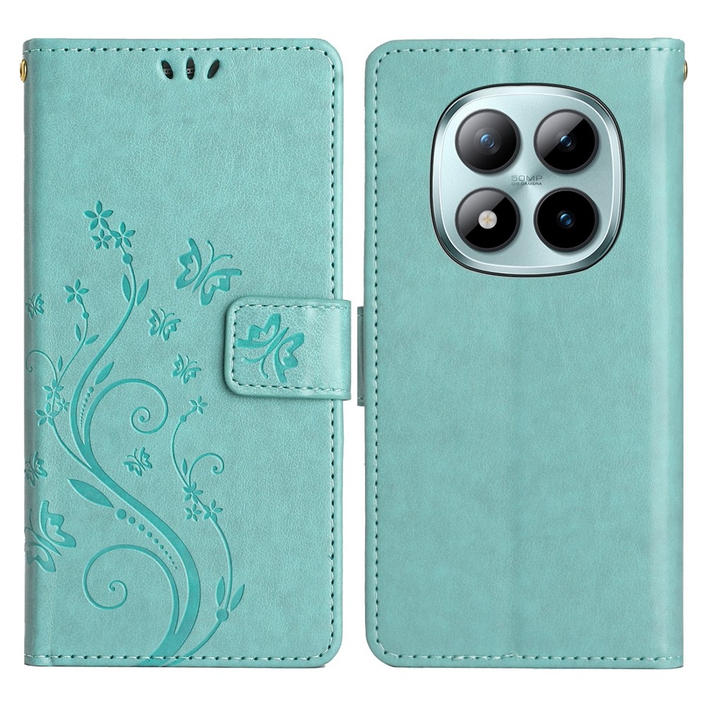 Flowers knížkové pouzdro na Xiaomi Redmi Note 15 Pro+ 5G - modrozelené
