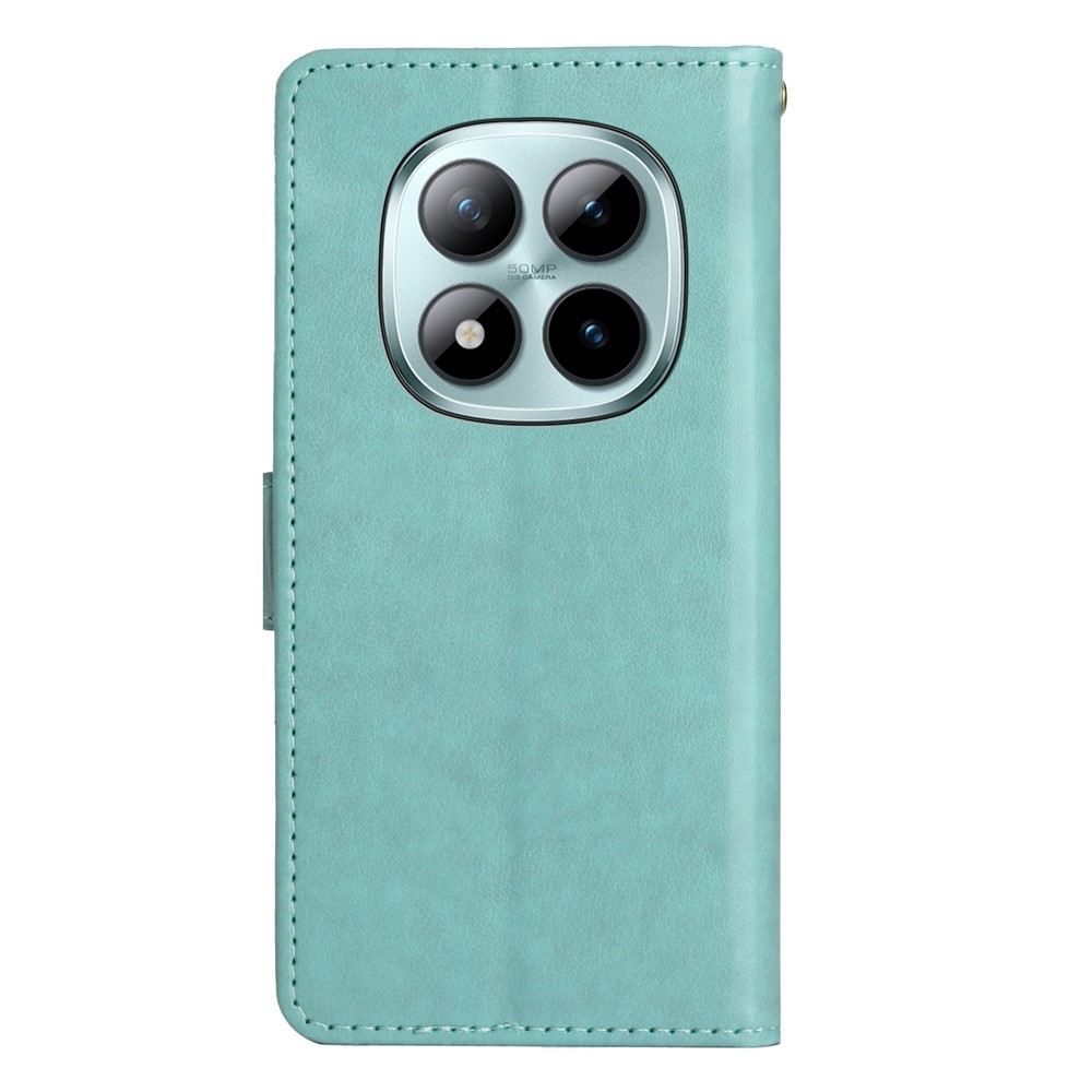 Flowers knížkové pouzdro na Xiaomi Redmi Note 15 Pro+ 5G - modrozelené