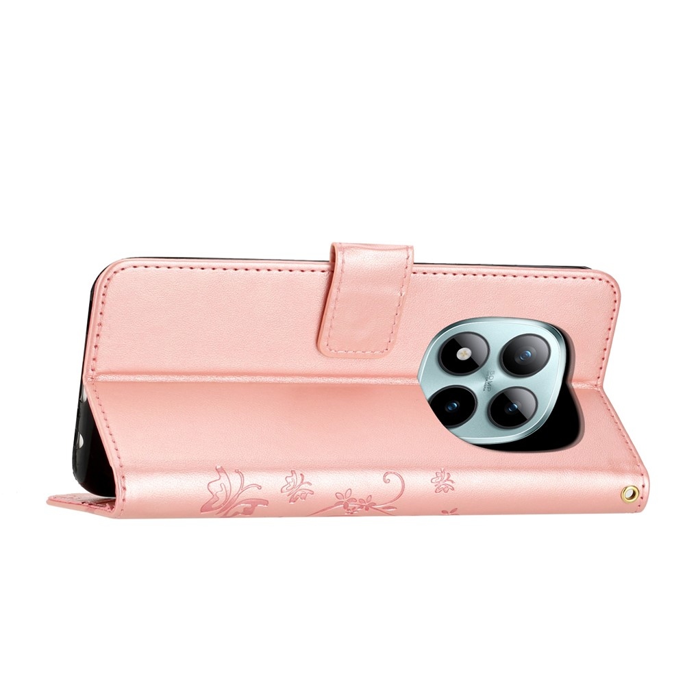 Flowers knížkové pouzdro na Xiaomi Redmi Note 15 Pro+ 5G - růžovozlaté