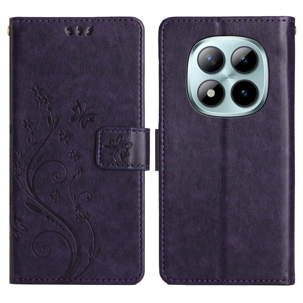 Flowers knížkové pouzdro na Xiaomi Redmi Note 15 Pro+ 5G - tmavěfialové