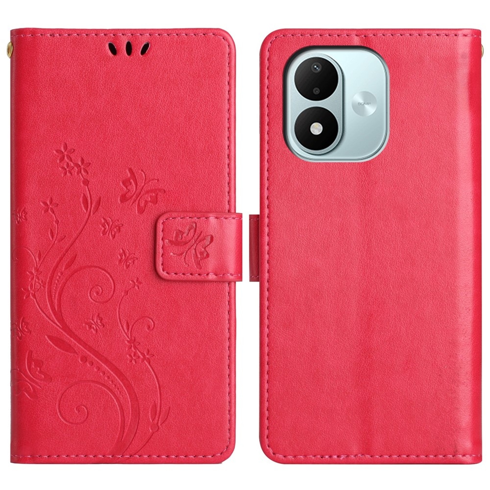 Flowers knížkové pouzdro na Xiaomi Redmi Note 17 4G/5G - červené