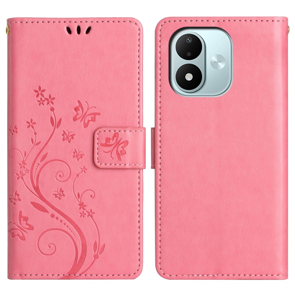 Flowers knížkové pouzdro na Xiaomi Redmi Note 17 4G/5G - růžové