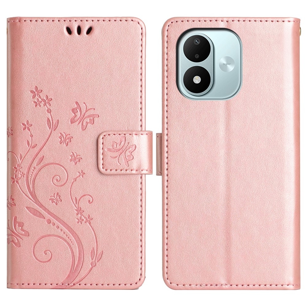 Flowers knížkové pouzdro na Xiaomi Redmi Note 17 4G/5G - růžovozlaté