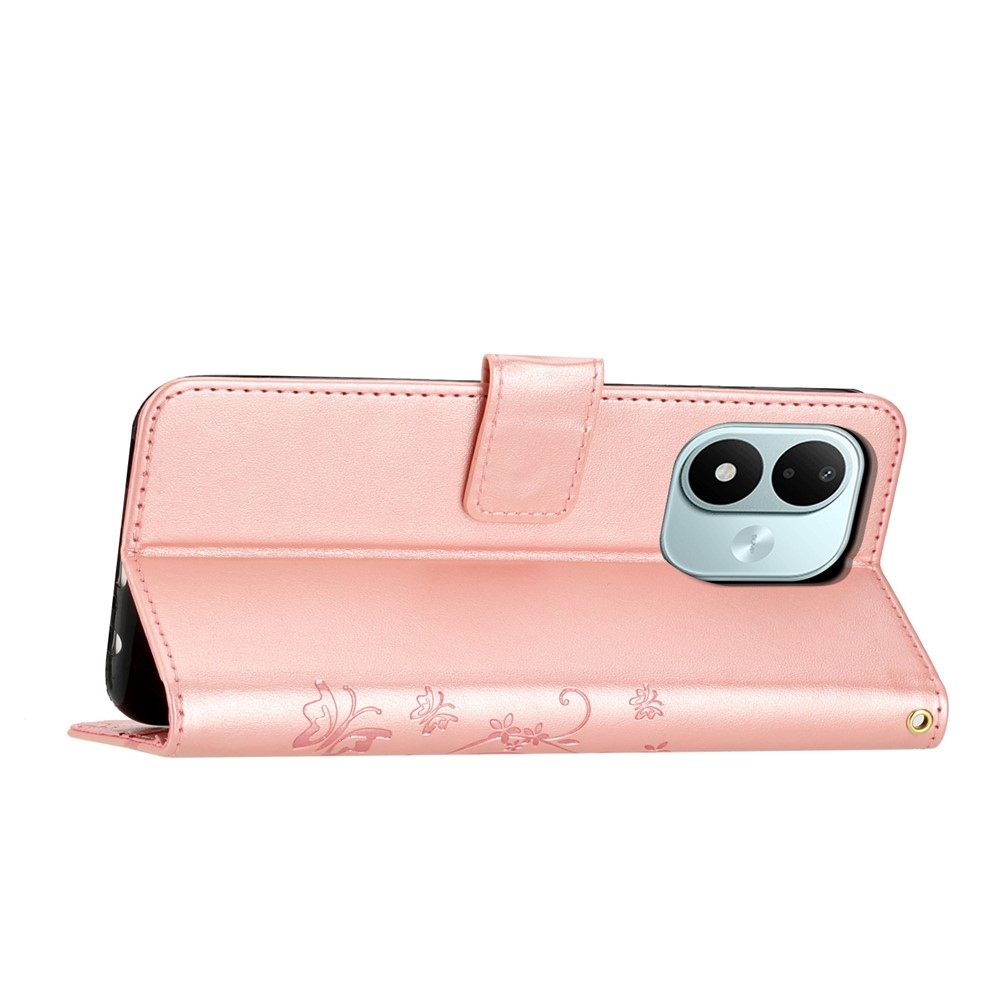 Flowers knížkové pouzdro na Xiaomi Redmi Note 17 4G/5G - růžovozlaté