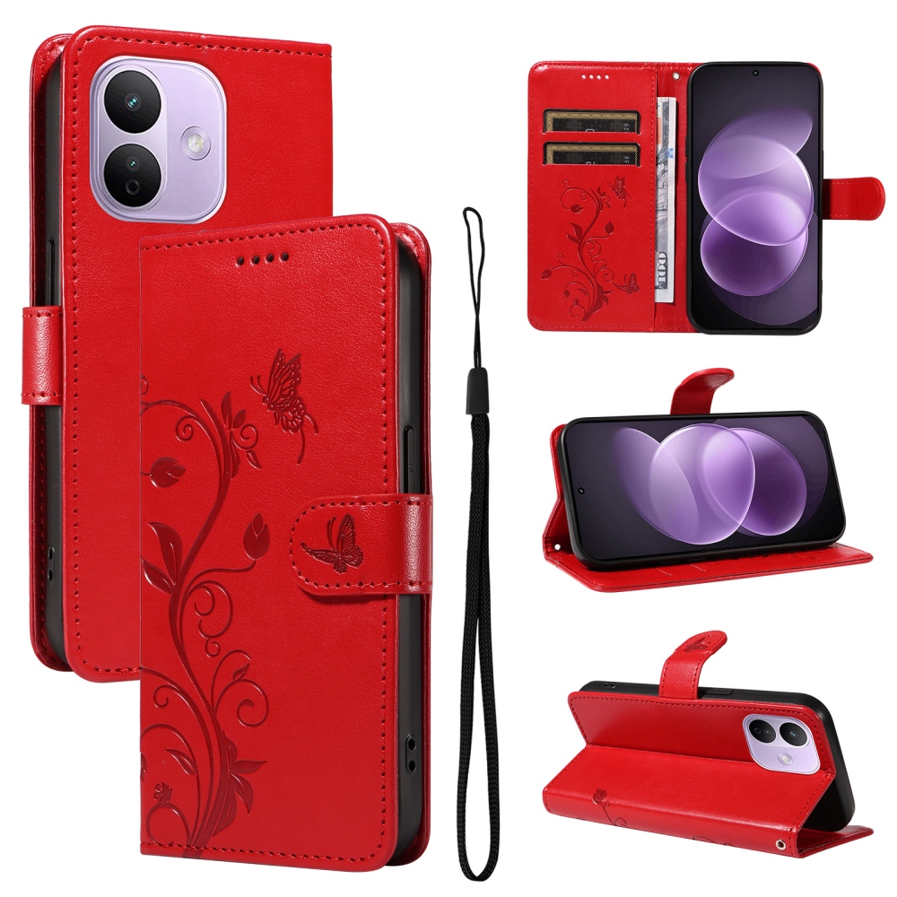 Flowers knížkové pouzdro na Xiaomi Redmi Note 17 Pro 5G - červené