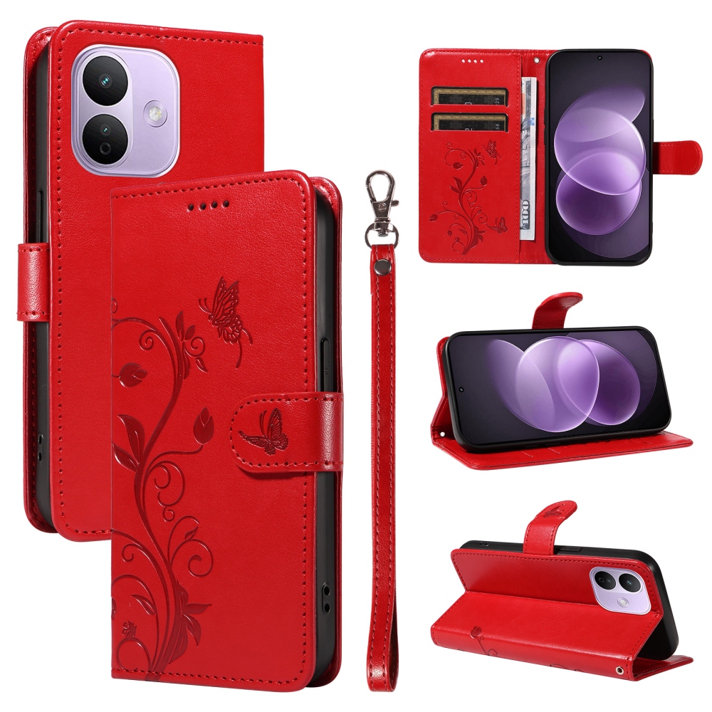 Flowers knížkové pouzdro na Xiaomi Redmi Note 17 Pro 5G - červené