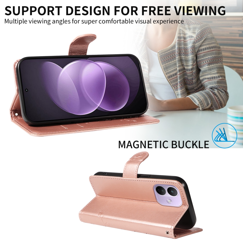 Flowers knížkové pouzdro na Xiaomi Redmi Note 17 Pro 5G - růžovozlaté