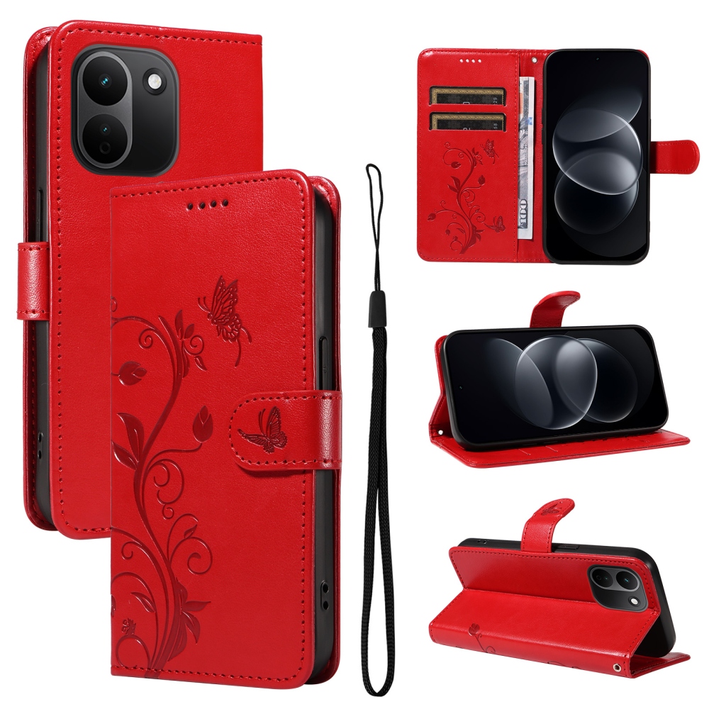 Flowers knížkové pouzdro na Xiaomi Redmi Note 17 Pro Max 5G - červené