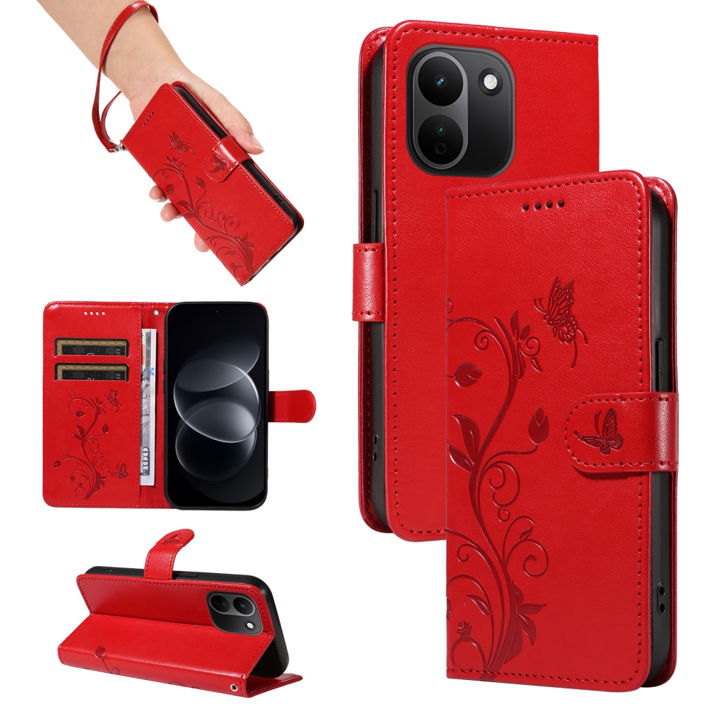 Flowers knížkové pouzdro na Xiaomi Redmi Note 17 Pro Max 5G - červené