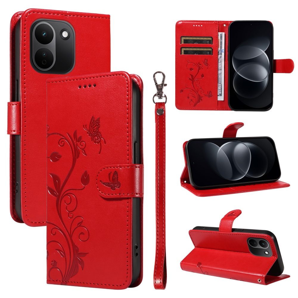 Flowers knížkové pouzdro na Xiaomi Redmi Note 17 Pro Max 5G - červené