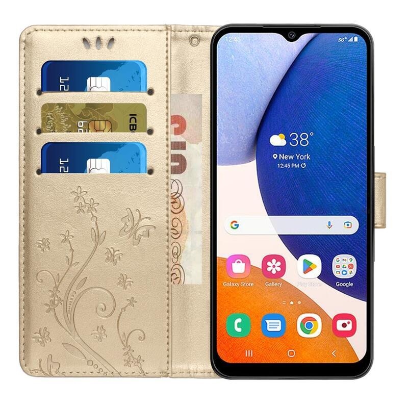 Flowers peněženkové pouzdro pro Samsung Galaxy A54 5G - zlaté