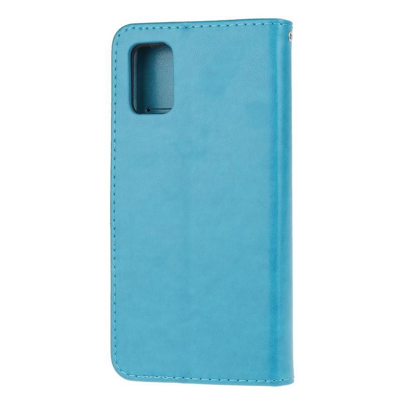Flowers PU kožené peněženkové pouzdro na mobil Samsung Galaxy M31s - modré