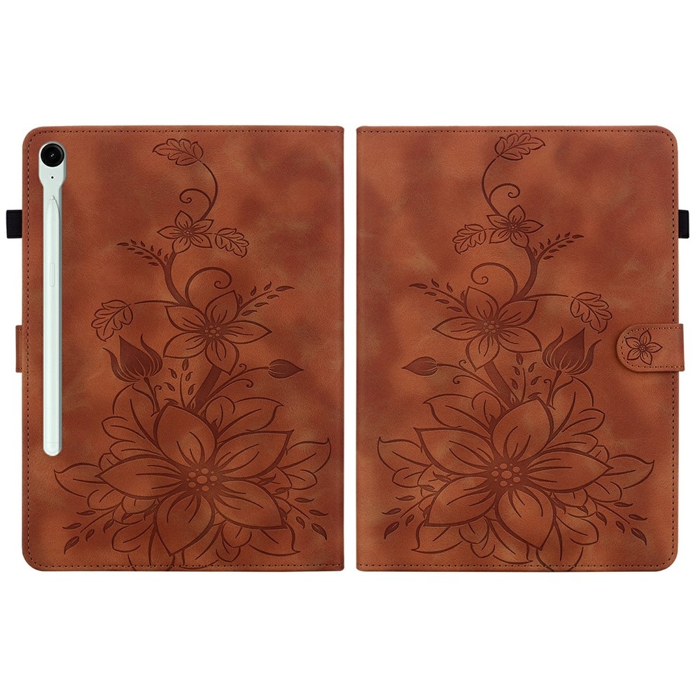 Flowers zavírací pouzdro na Samsung Galaxy Tab S11 - hnědé