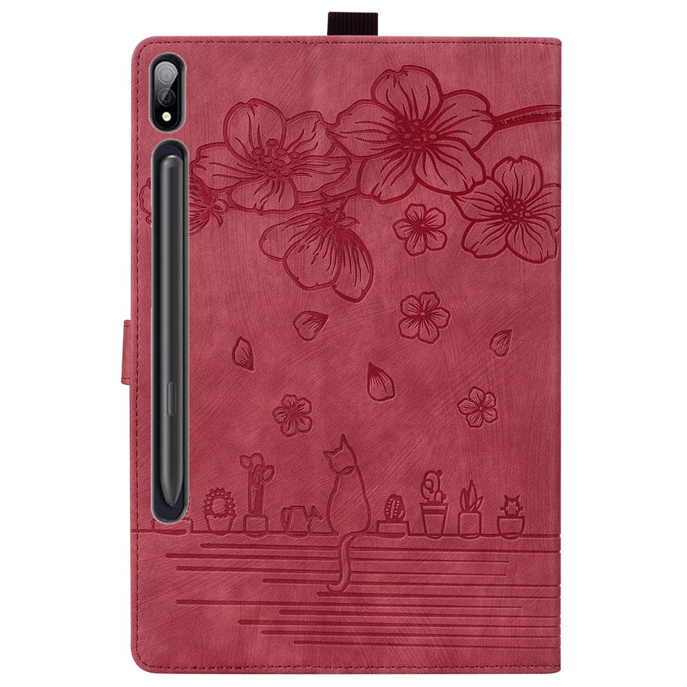 Flowers zavírací pouzdro na Samsung Galaxy Tab S11 Ultra - červené
