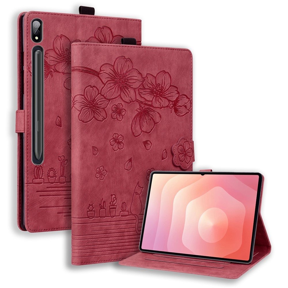 Flowers zavírací pouzdro na Samsung Galaxy Tab S11 Ultra - červené