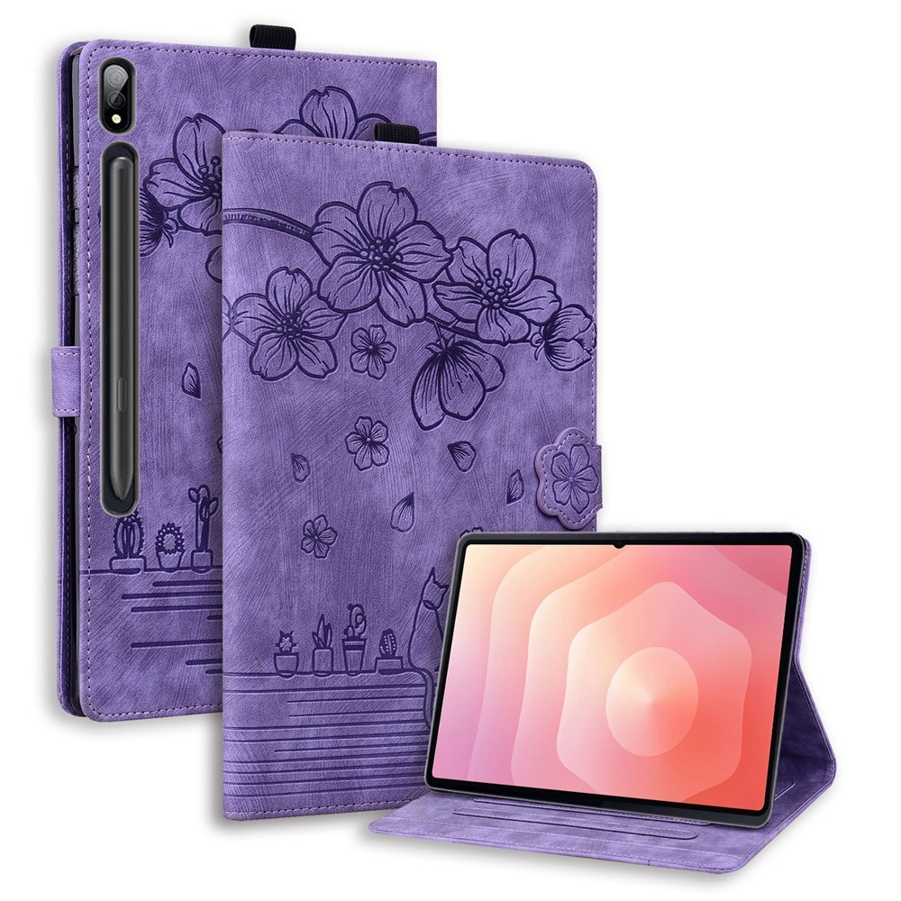 Flowers zavírací pouzdro na Samsung Galaxy Tab S11 Ultra - fialové
