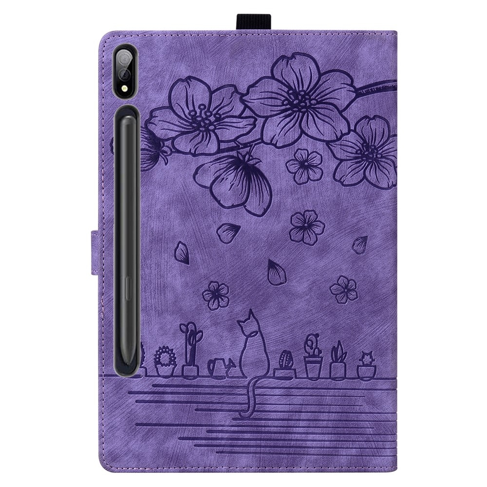 Flowers zavírací pouzdro na Samsung Galaxy Tab S11 Ultra - fialové