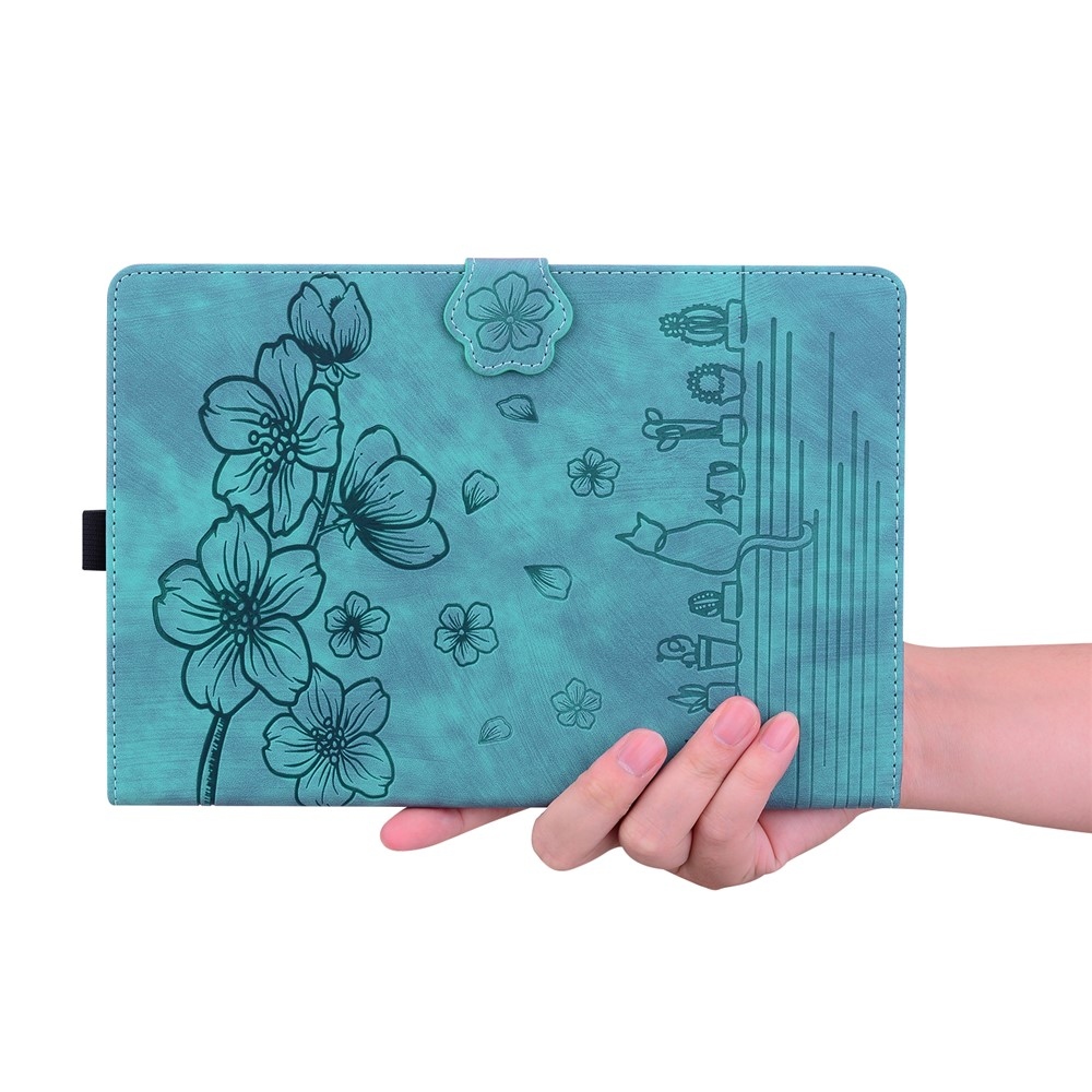 Flowers zavírací pouzdro na Samsung Galaxy Tab S11 Ultra - modrozelené