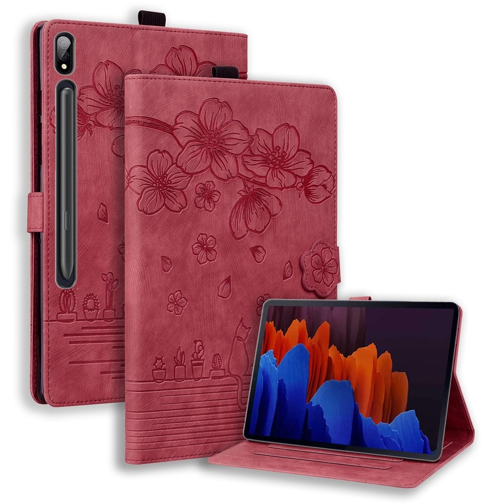 Flowers zavírací pouzdro na Samsung Galaxy Tab S12 Ultra/S11 Ultra/S10 Ultra - červené