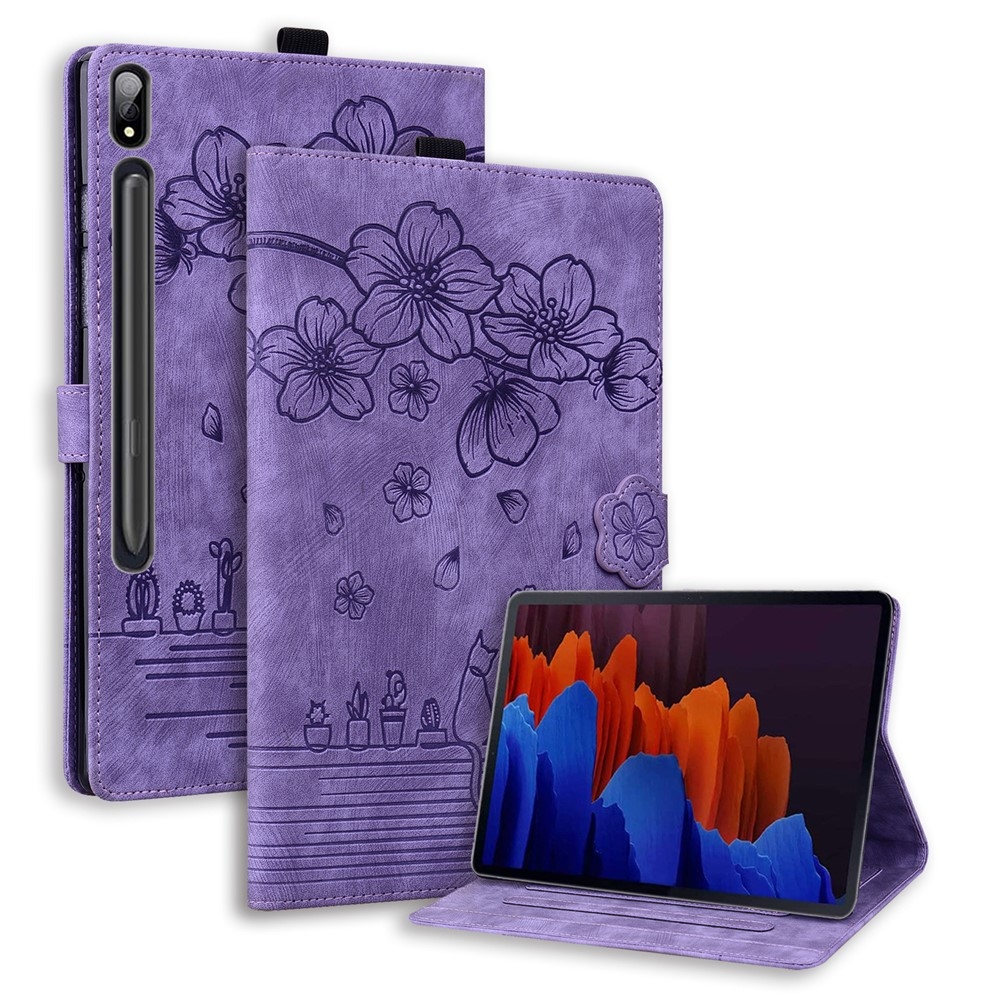 Flowers zavírací pouzdro na Samsung Galaxy Tab S12 Ultra/S11 Ultra/S10 Ultra - fialové