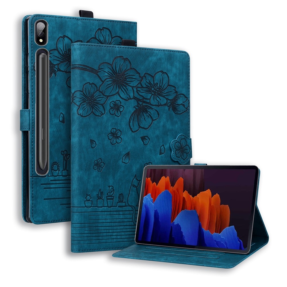 Flowers zavírací pouzdro na Samsung Galaxy Tab S12 Ultra/S11 Ultra/S10 Ultra - modré