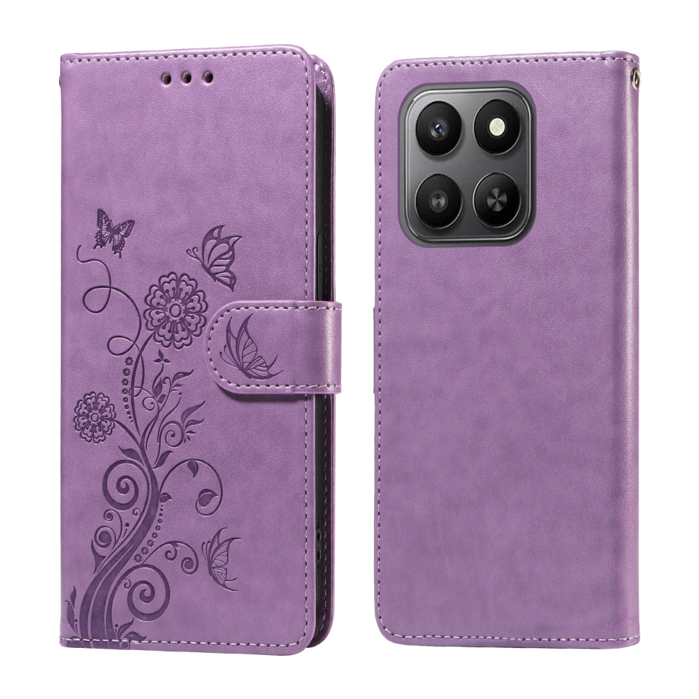 Flowery knížkové pouzdro Honor 400 Smart 5G/4G/Honor X7d - fialové