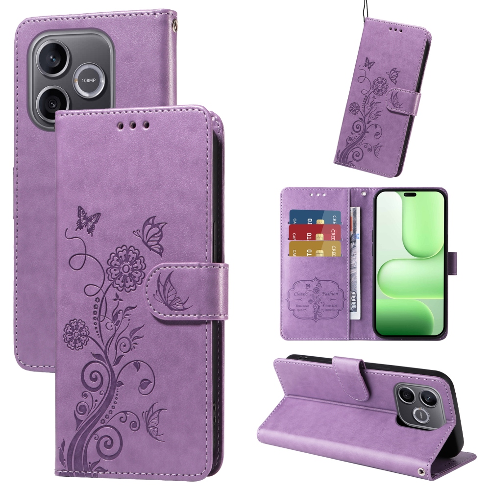 Flowery knížkové pouzdro na Honor 600 Lite 5G - fialové