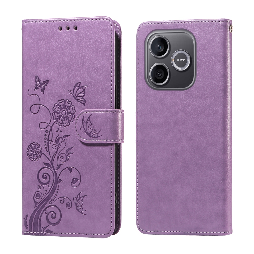 Flowery knížkové pouzdro na Honor 600 Lite 5G - fialové