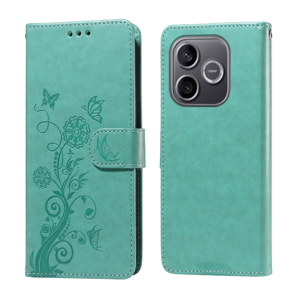 Flowery knížkové pouzdro na Honor 600 Lite 5G - modrozelené