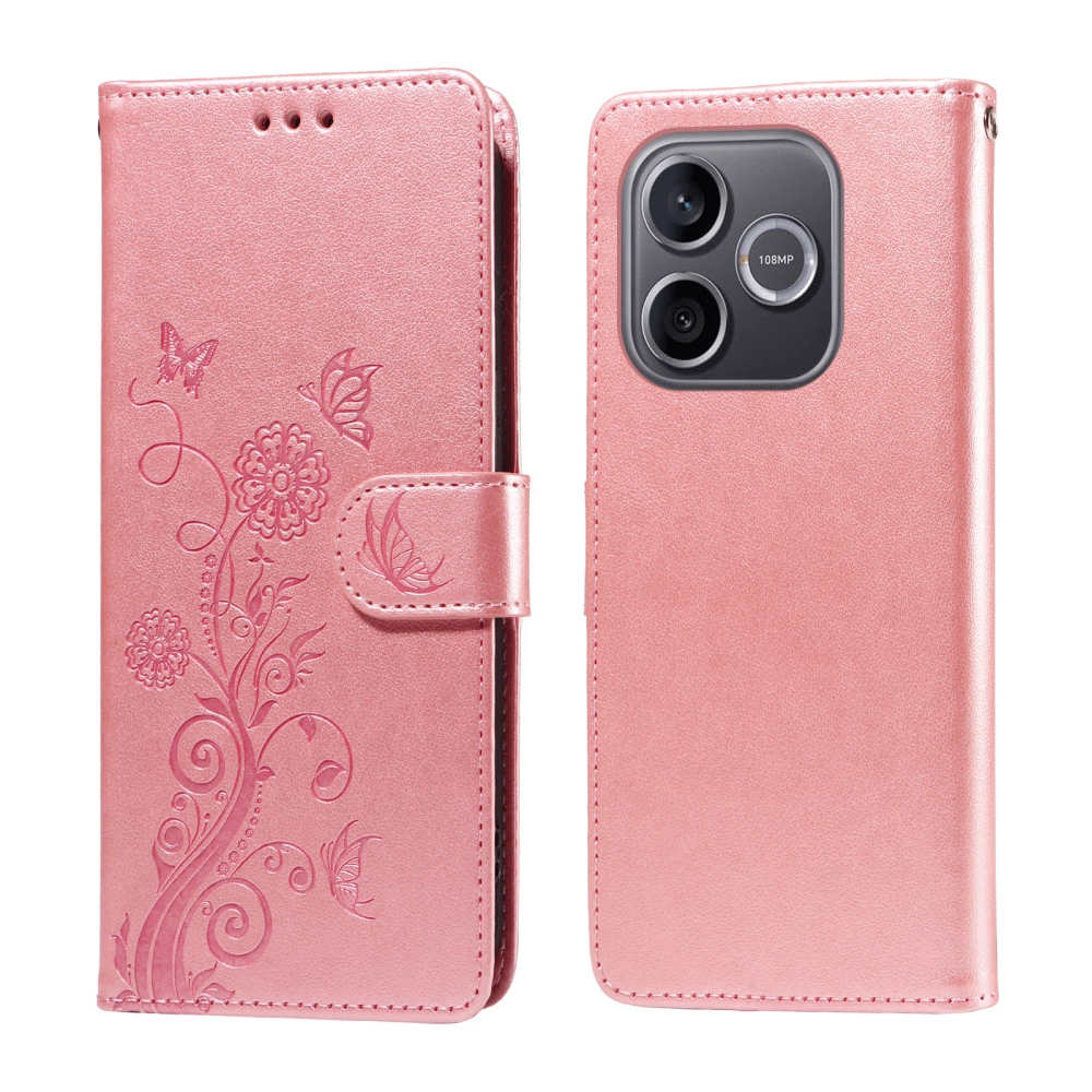Flowery knížkové pouzdro na Honor 600 Lite 5G - růžové