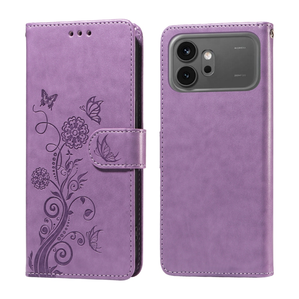 Flowery knížkové pouzdro na Honor 600 Pro 5G/Honor 600 5G - fialové