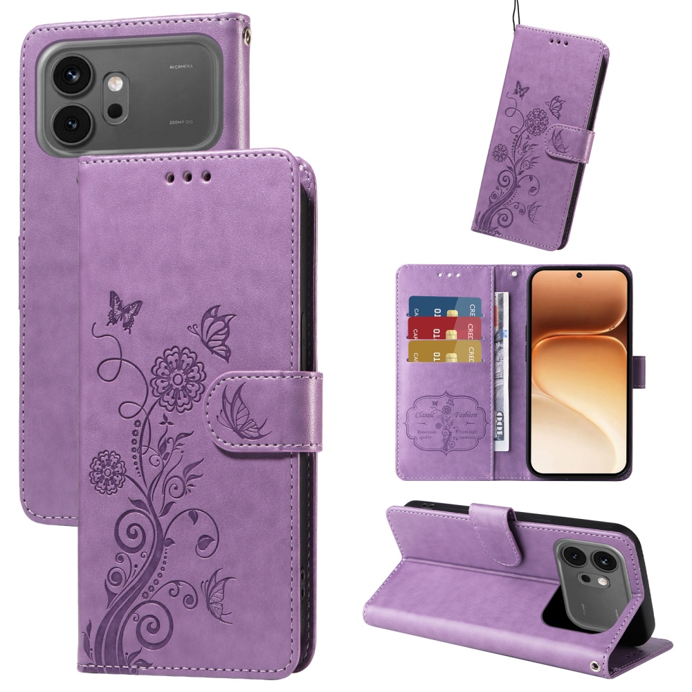 Flowery knížkové pouzdro na Honor 600 Pro 5G/Honor 600 5G - fialové