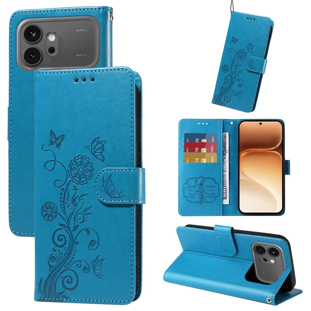 Flowery knížkové pouzdro na Honor 600 Pro 5G/Honor 600 5G - modré