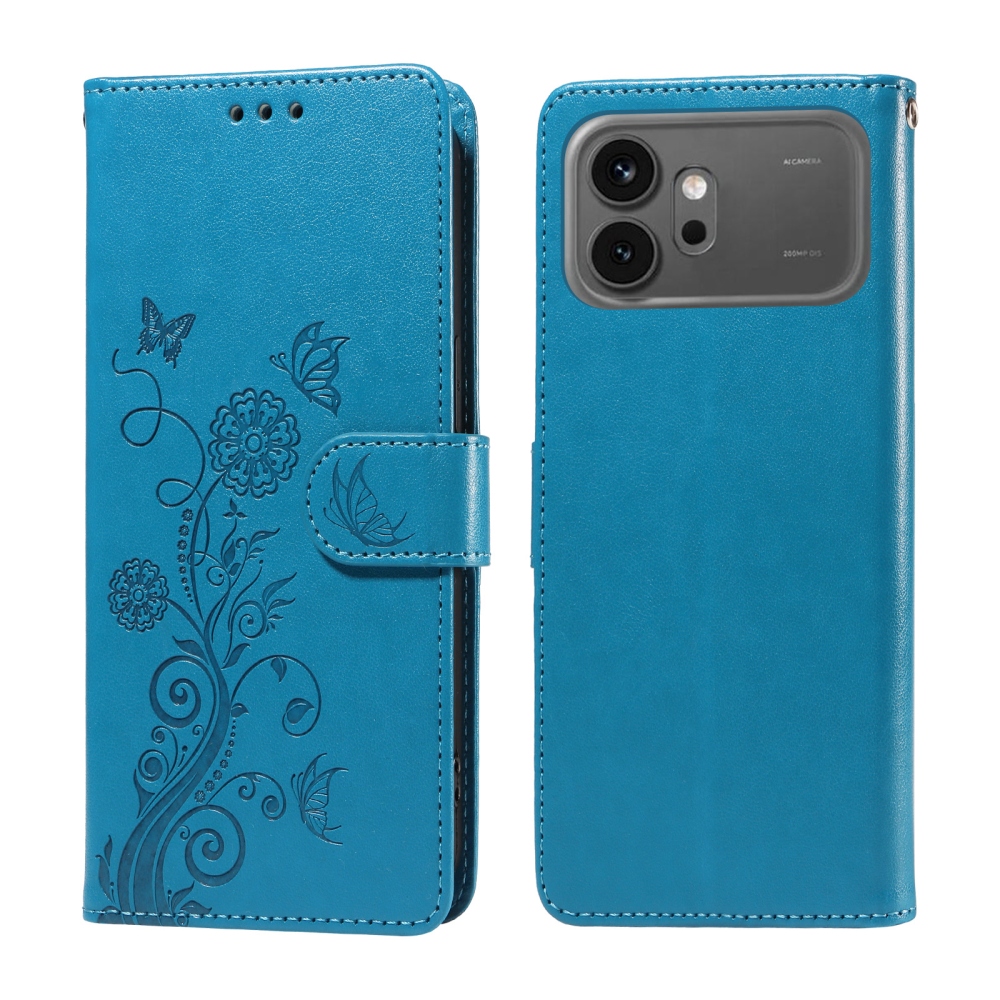Flowery knížkové pouzdro na Honor 600 Pro 5G/Honor 600 5G - modré