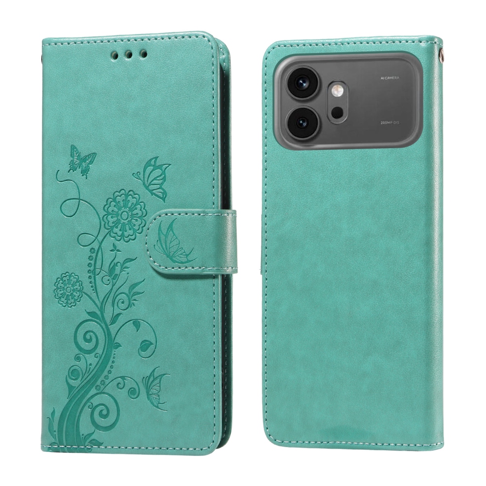 Flowery knížkové pouzdro na Honor 600 Pro 5G/Honor 600 5G - modrozelené