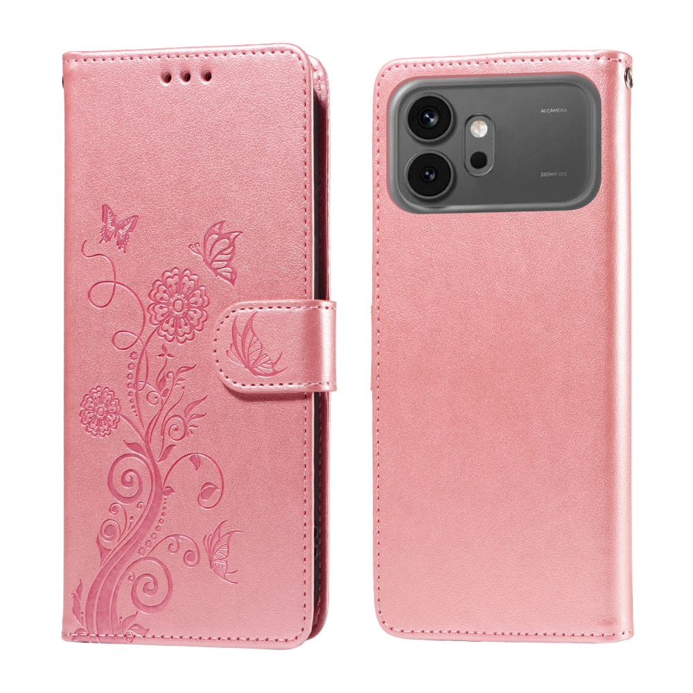 Flowery knížkové pouzdro na Honor 600 Pro 5G/Honor 600 5G - růžové