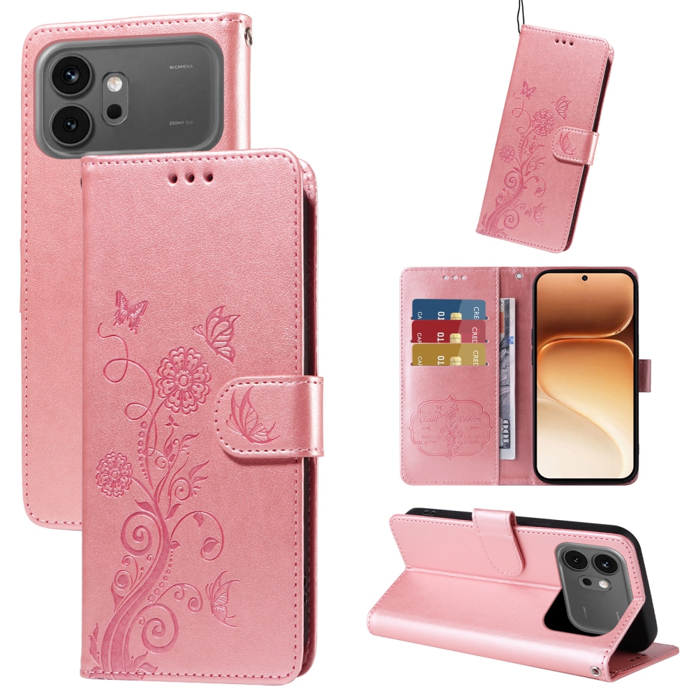 Flowery knížkové pouzdro na Honor 600 Pro 5G/Honor 600 5G - růžové