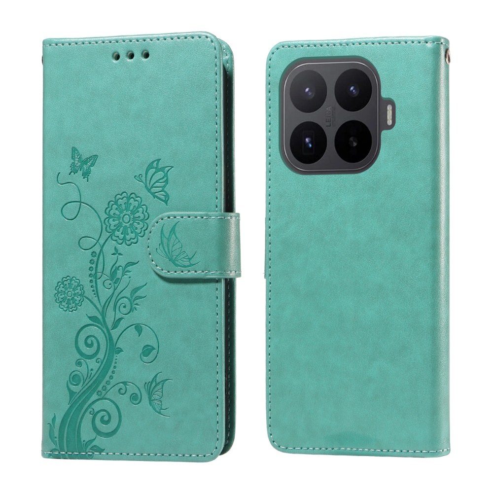 Flowery knížkové pouzdro na mobil Xiaomi 17T - modrozelené