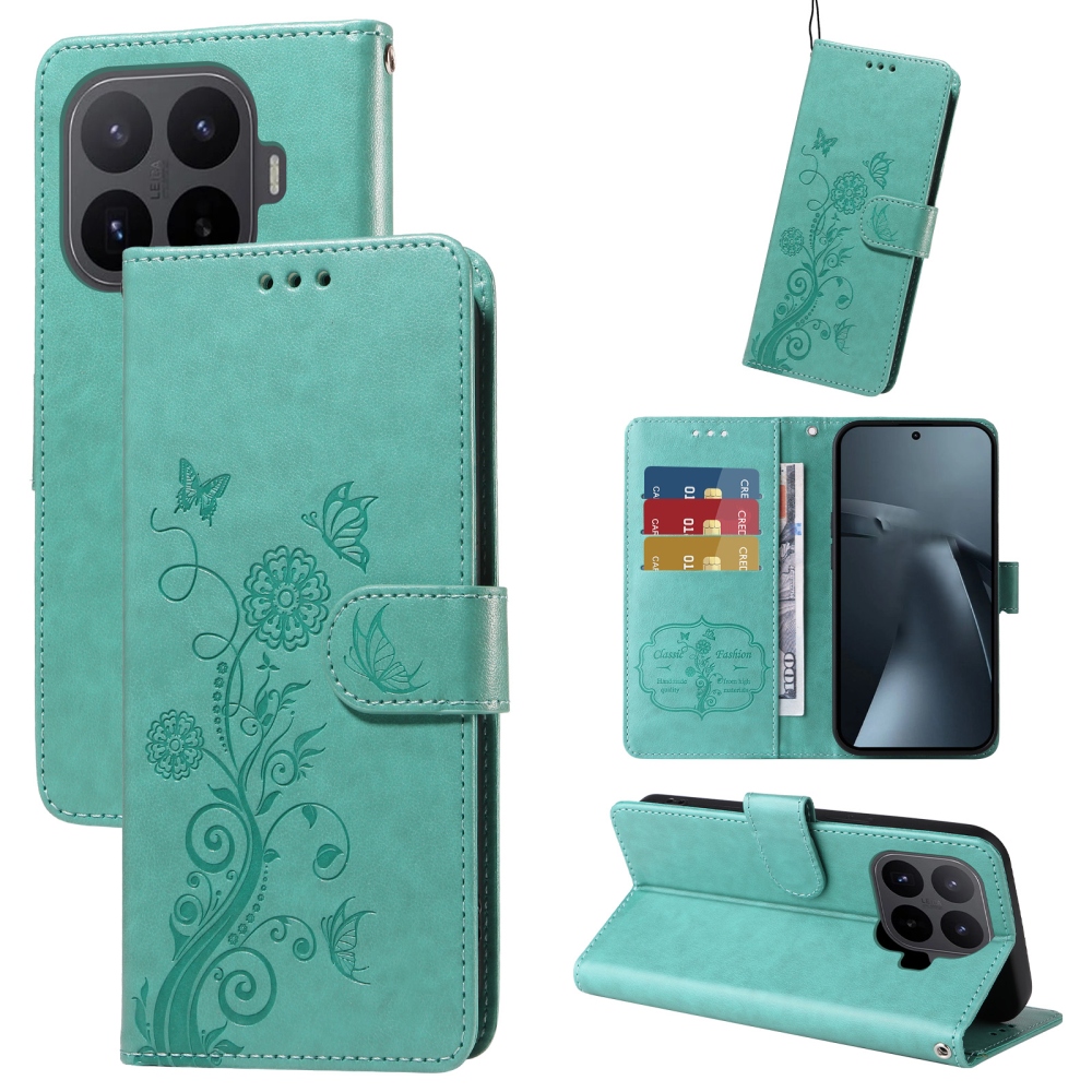 Flowery knížkové pouzdro na mobil Xiaomi 17T - modrozelené
