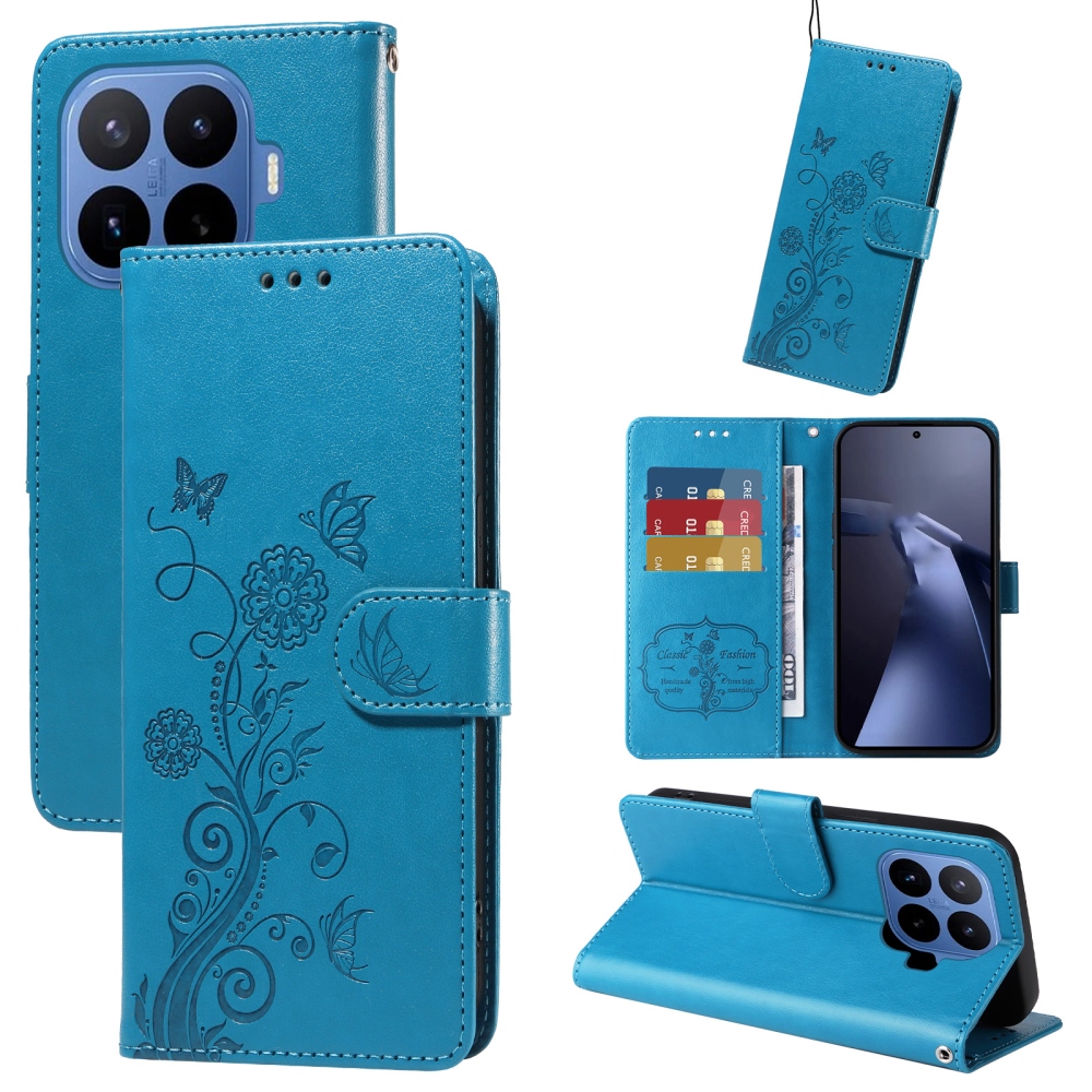 Flowery knížkové pouzdro na mobil Xiaomi 17T Pro - modré