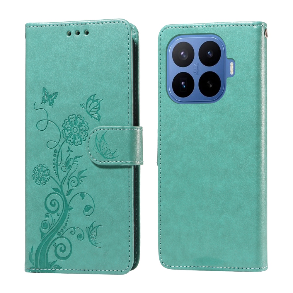 Flowery knížkové pouzdro na mobil Xiaomi 17T Pro - modrozelené