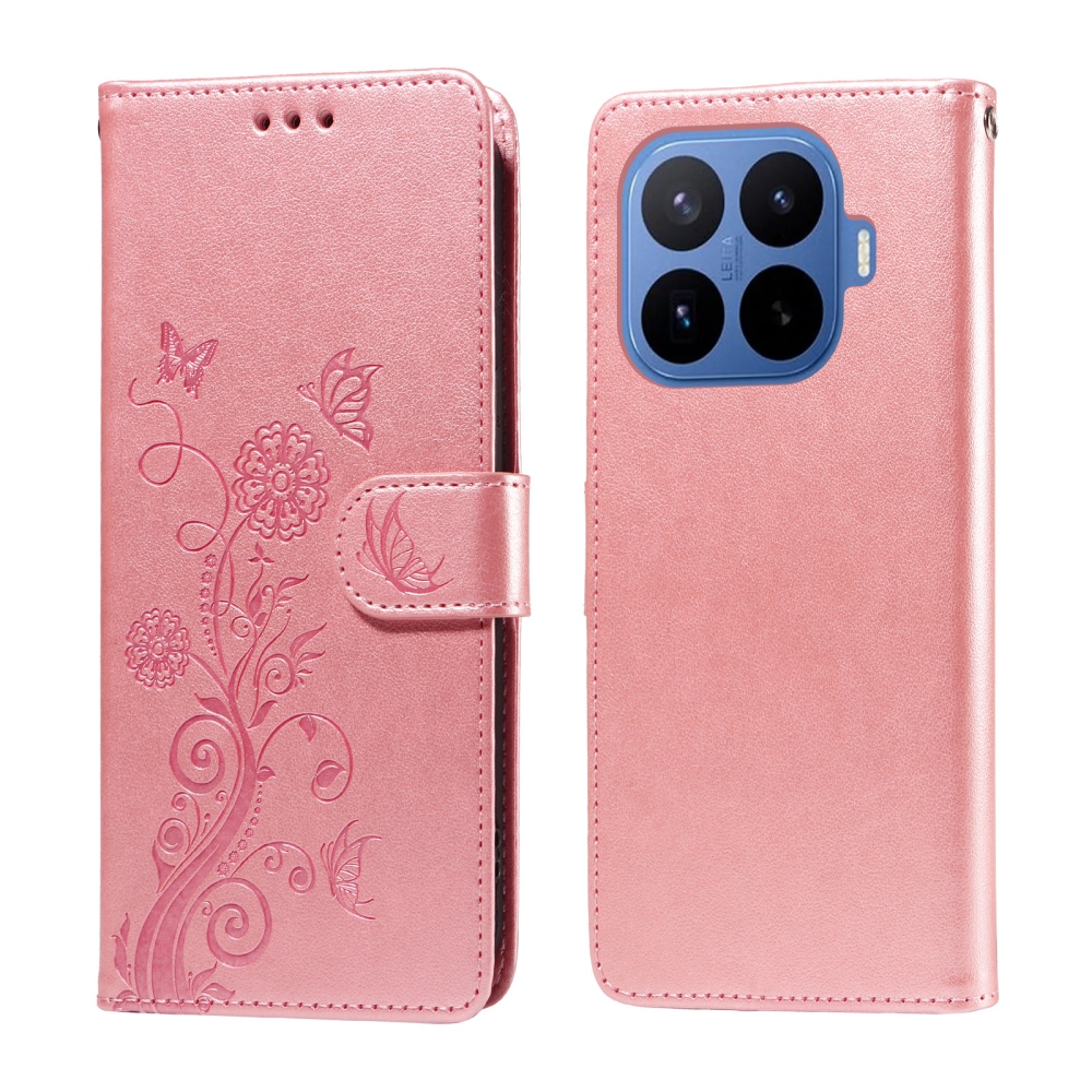 Flowery knížkové pouzdro na mobil Xiaomi 17T Pro - růžové