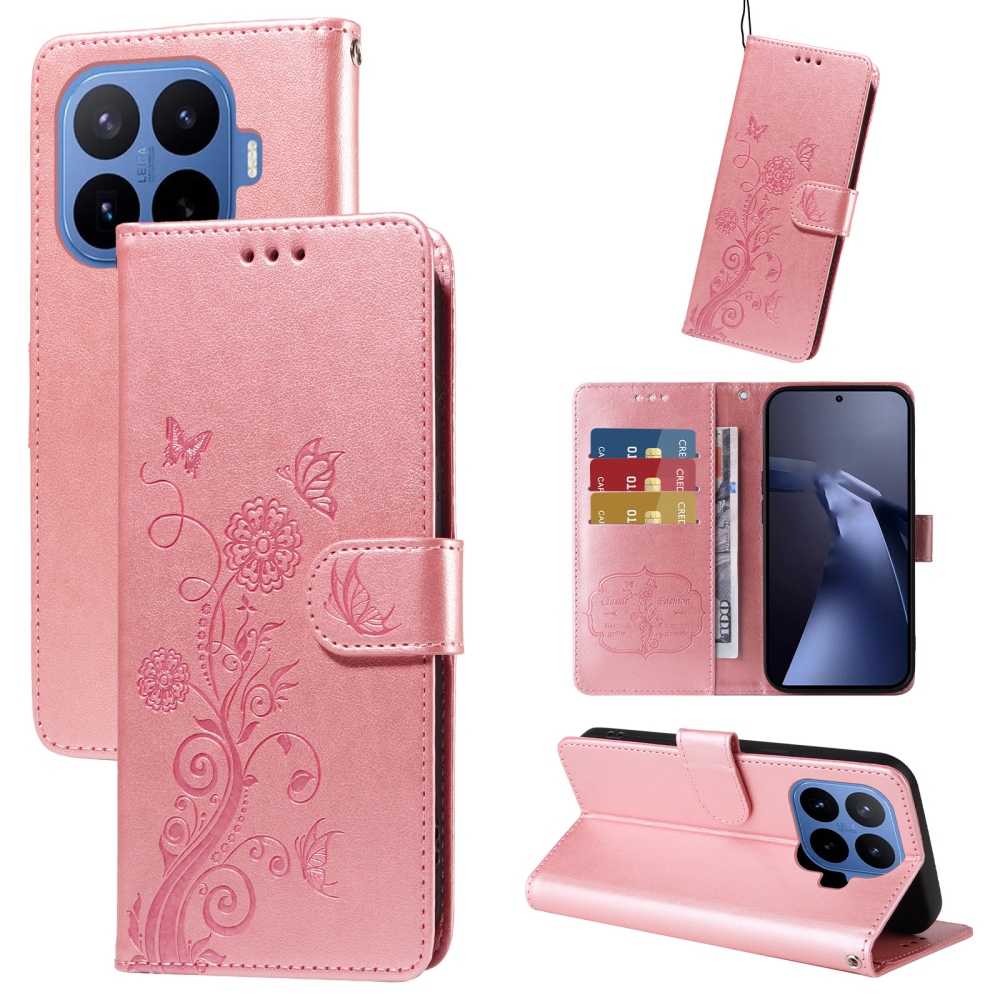 Flowery knížkové pouzdro na mobil Xiaomi 17T Pro - růžové